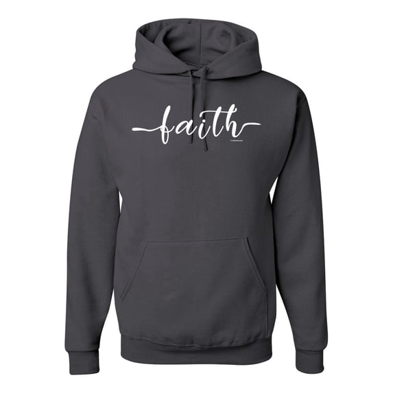 Classic Cursive Christian Faith Quote Inspirational/Christian Unisex Graphic Hoodie Sweatshirt, Charcoal, 2XL