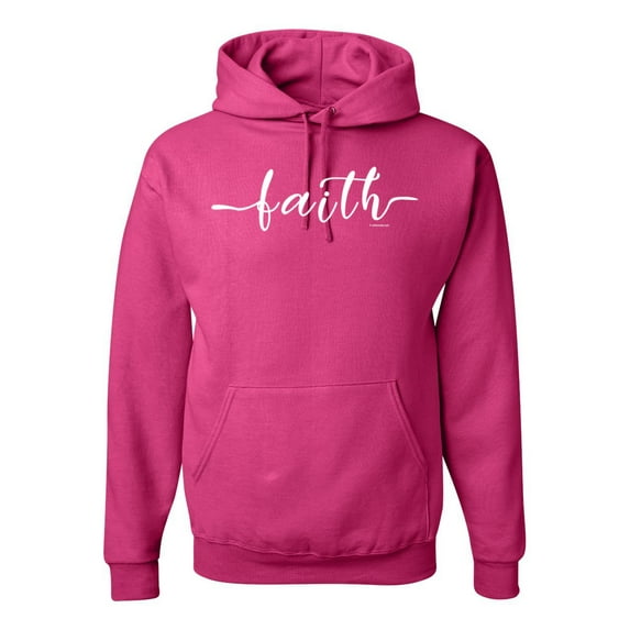 Classic Cursive Christian Faith Quote Inspirational/Christian Unisex Graphic Hoodie Sweatshirt, Fuschia, Small