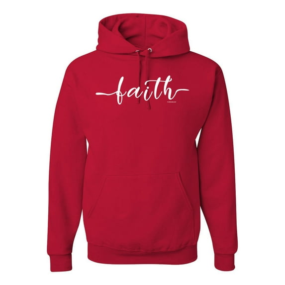 Classic Cursive Christian Faith Quote Inspirational/Christian Unisex Graphic Hoodie Sweatshirt, Red, 2XL