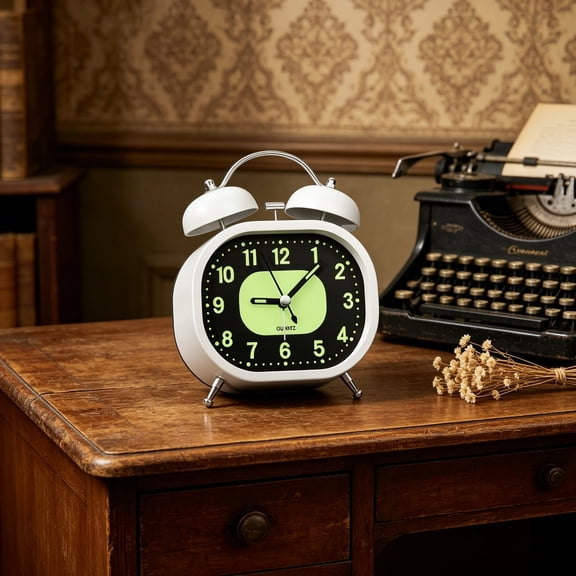 Classic Curved Silent Alarm Clock, Battery Powered Low Light Visible Analog Clock, Dual Tone Wake Up Clock For Bedroom Living Room Office Indoor Daily Decoration & Time Management