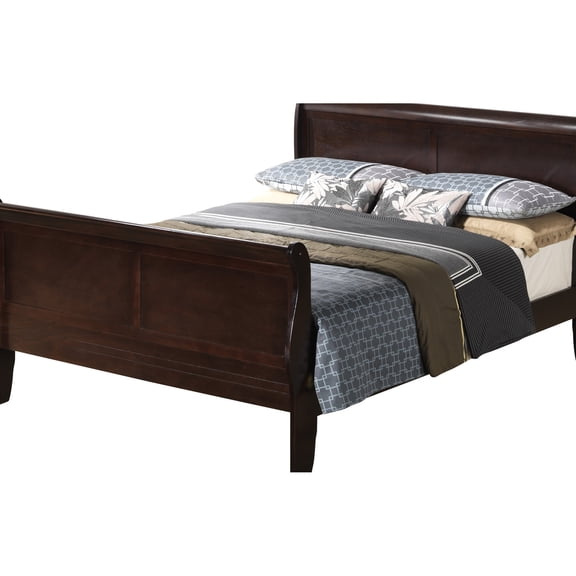 Classic Curved Trim Bed - Queen Cappuccino Wood Posts Particleboard Bedroom Feature Size Design With Particle Board