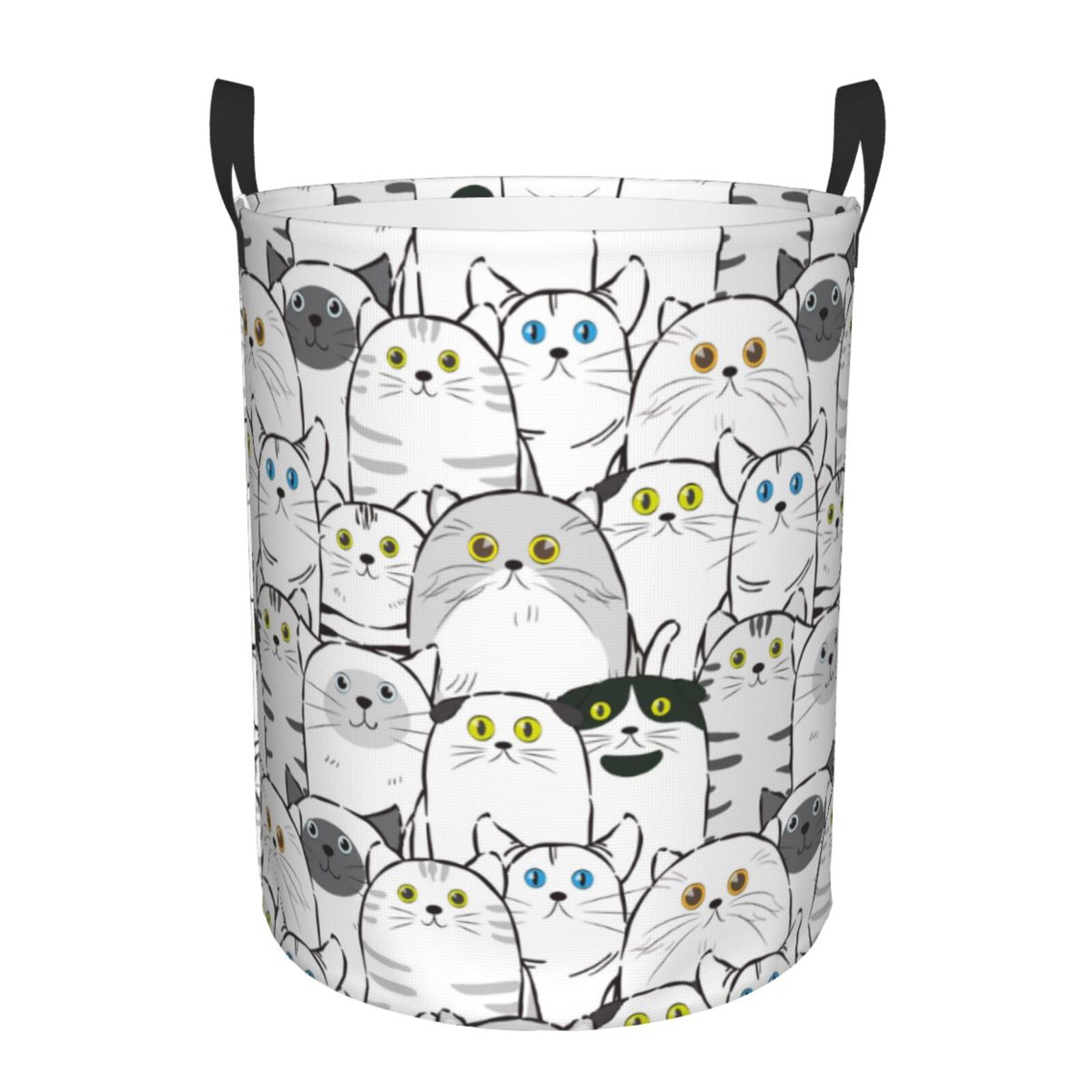 Cute Cartoon Doodle Cat Print Laundry Basket