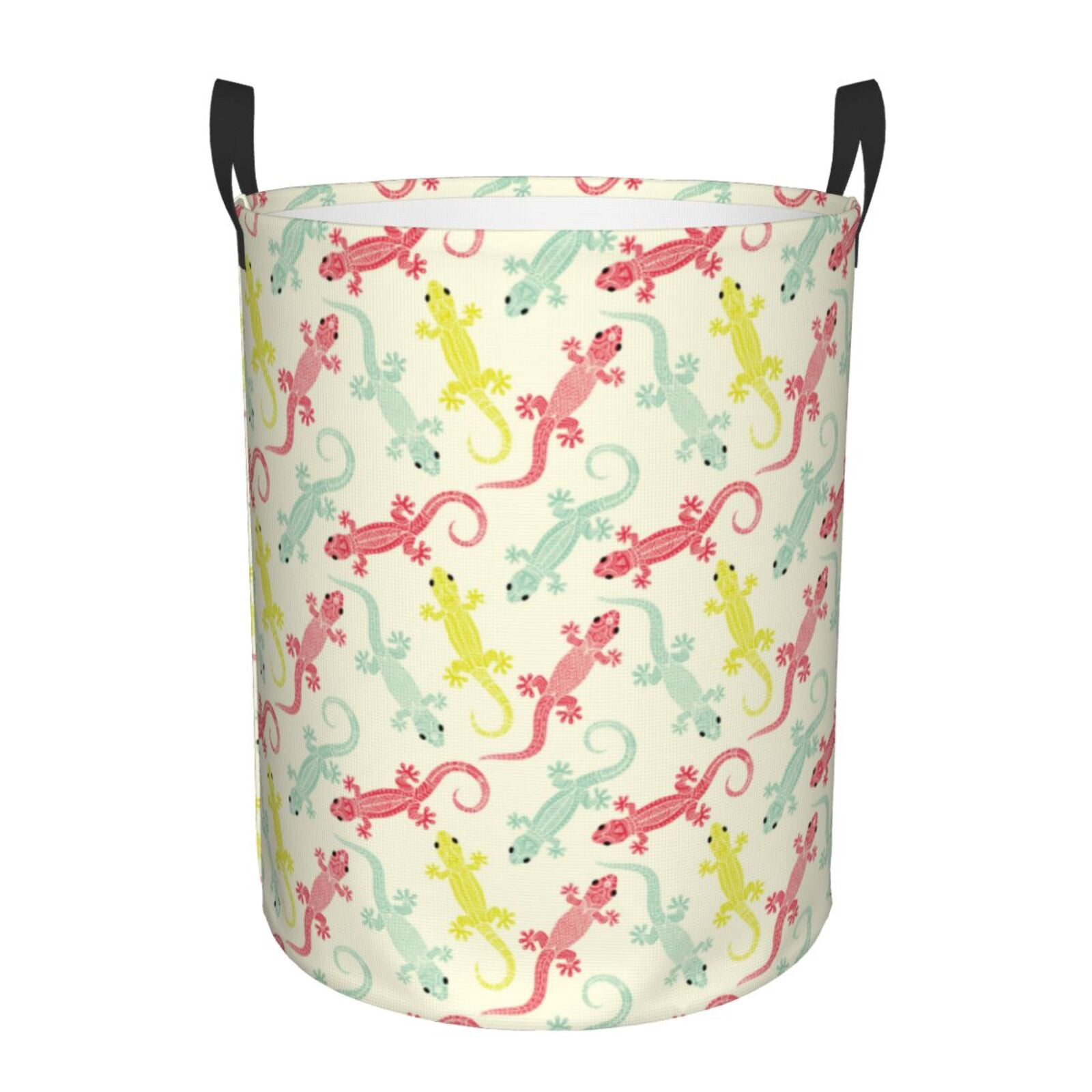 Classic Cute Gecko Lizard Round Laundry Basket, Laundry Hamper with ...