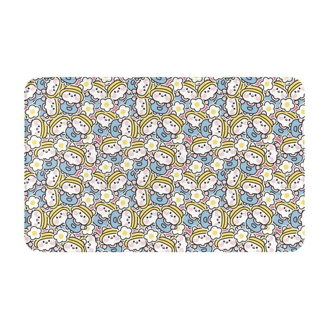 Classic Cute Rabbit Flower Bathroom Rugs 30x20 Bath Mat Rugs, Autumn
