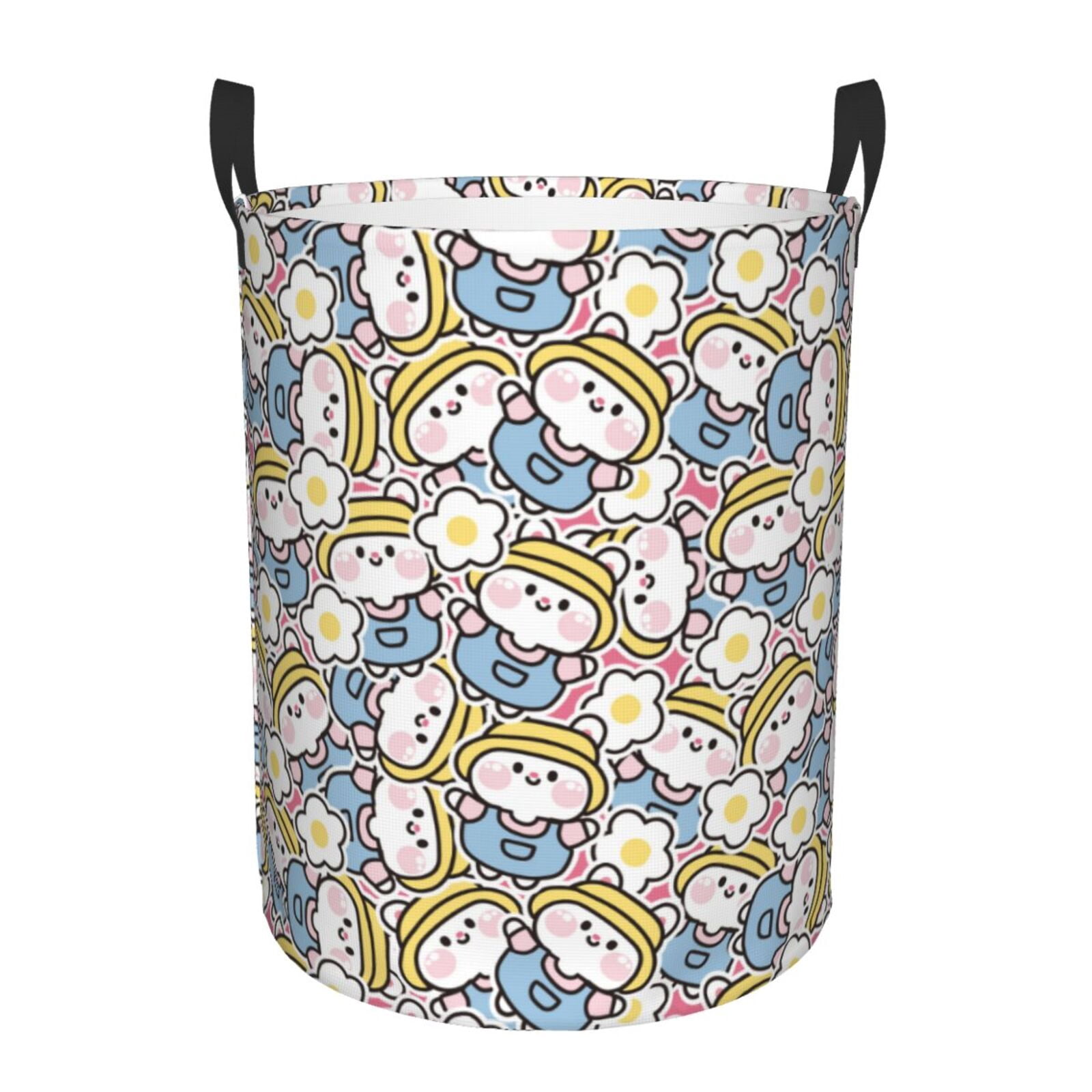 Classic Cute Rabbit Flower Round Laundry Basket, Laundry Hamper with ...