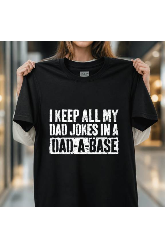 Classic Dad Jokes Database Pun Graphic Father Day Humorous Gift Unisex T-Shirt, S-5XL
