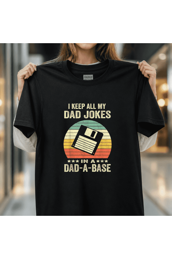Classic Dad Jokes Database Pun Graphic Retro Father Day Humor Tee Unisex T-Shirt, S-5XL