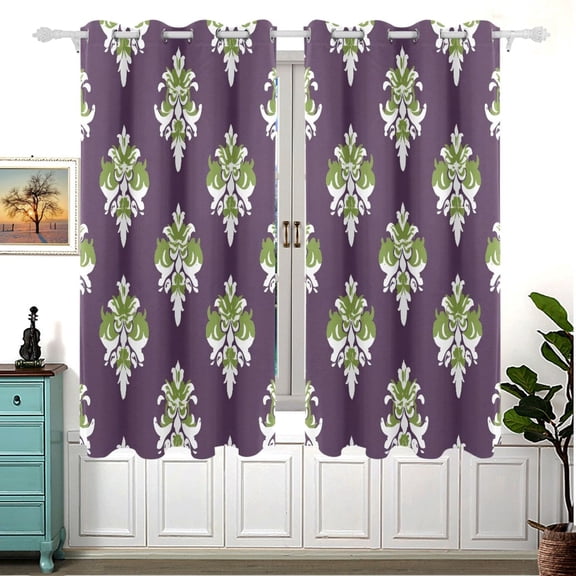 Classic Damask Pattern 63x55in Window Curtain Panels 63x55in 2-Piece Heavy Duty 80% Light Blocking