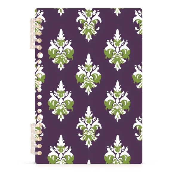 Classic Damask Pattern A5 8.3x5.7in PP Notebook, Adjustable Rings, 60 Sheets, Diary or Journey Note