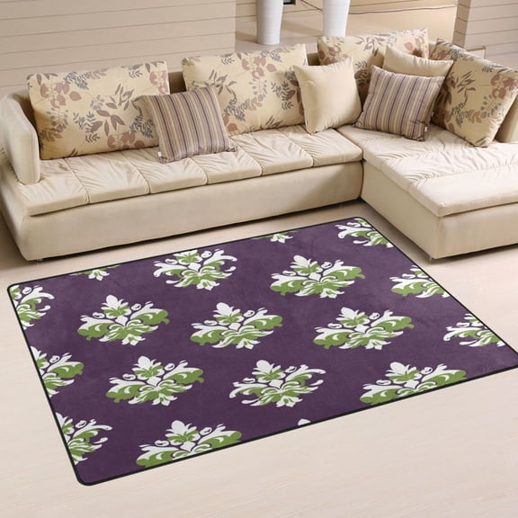 Classic Damask Pattern Soft Polyester Area Rug 31''x20'', Non Slip, Memory Foam, Water Absorbent