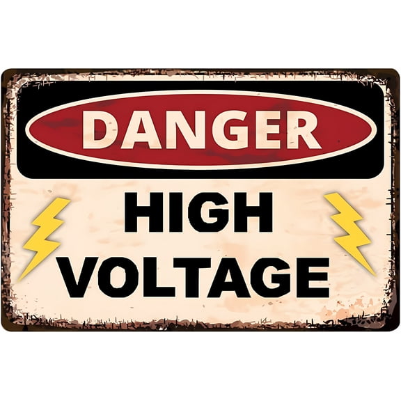 Classic Danger High Voltage Vintage Sign - 12×8 Inches, Metal Tin Sign, Retro Bar Pub Home Garage Kitchen Wall Decoration