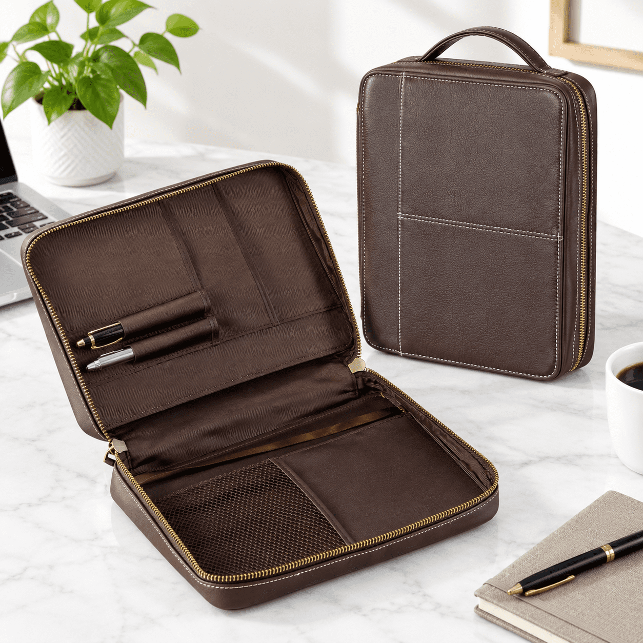 Classic Dark Brown Large Leather Book Cover for Standard Bibles ...