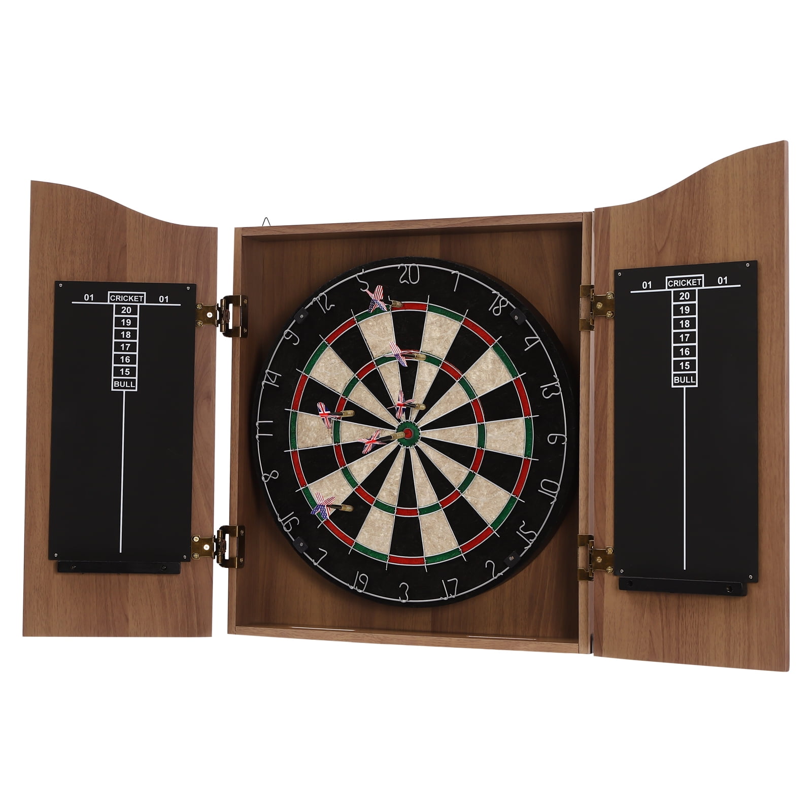 Classic Dart Board Cabinet Set, Wall-mounted Indoor Dartboard for Adult Game, Brown Dartboard Cabinet Dart Boards Set for Adults 40.15*21.25 in