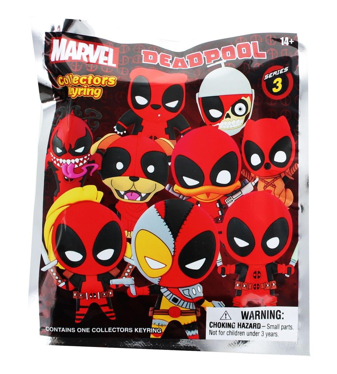 Deadpool Blind Bag Party Favor 3-Pack – Mystery Keychain Figures, Bag Clips, Plus Avengers Stickers