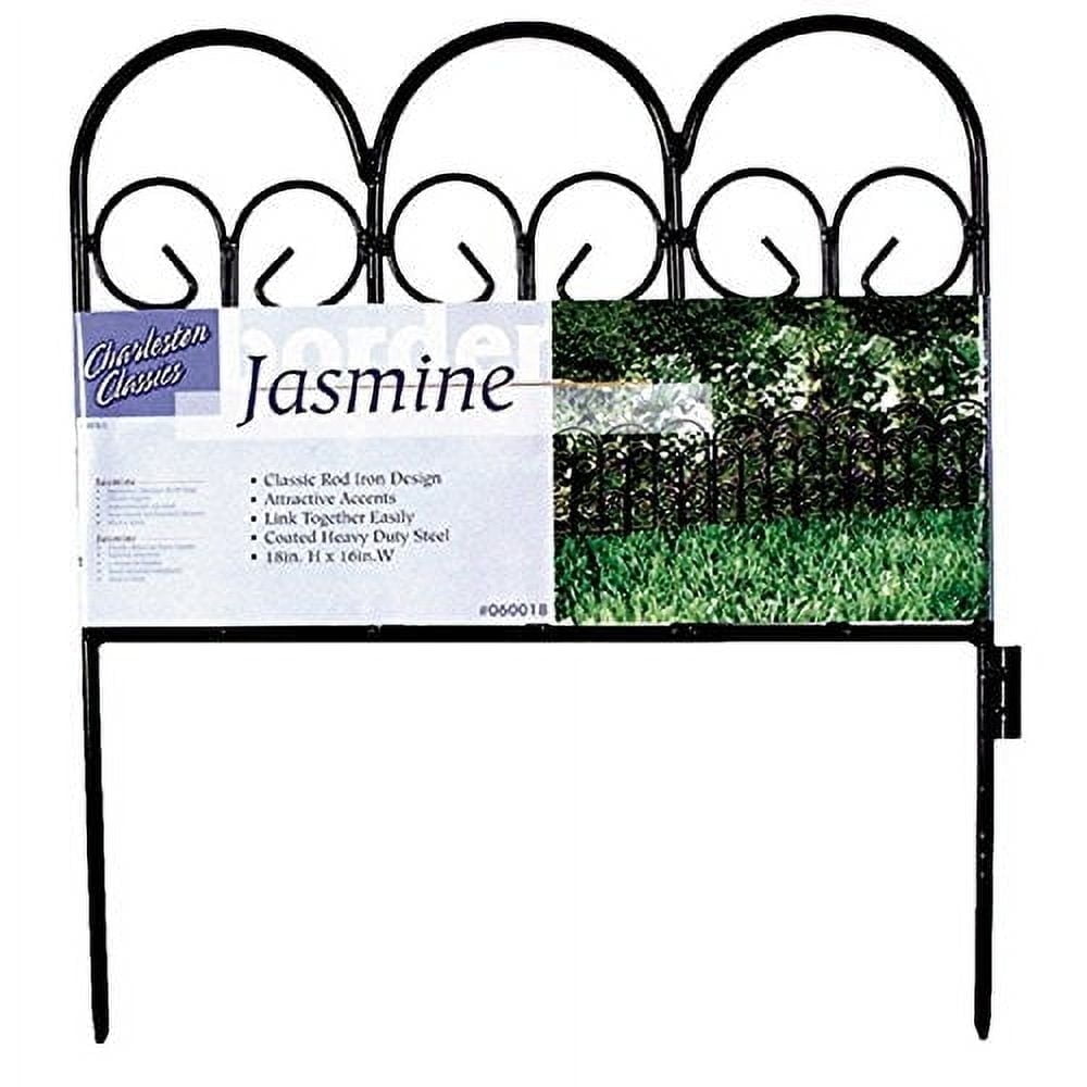 Classic Decorative Steel Landscape Border Fence Section (Pack of 4, Jasmine)