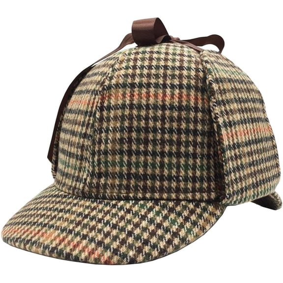 Classic Deerstalker Hat with Ear Flaps,Detective Cosplay Hat for Halloween,Classic Vintage Cap for Adults and Children