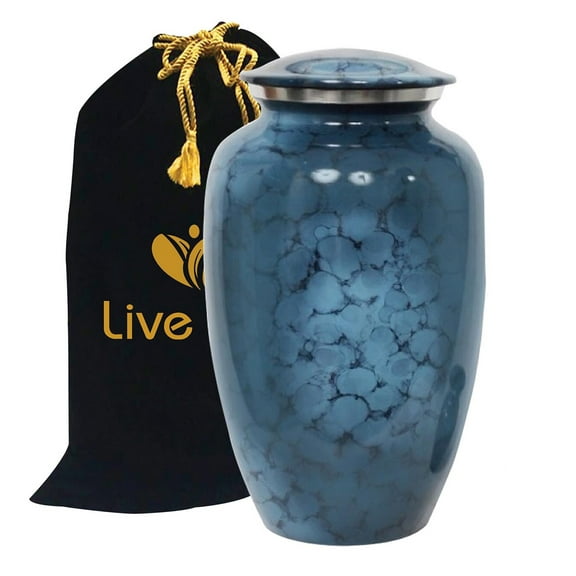 Classic Denim Cloud Blue Cremation Urn for Human Ashes - Adult Funeral Urn Handcrafted - Affordable Urn for Ashes - Large Urn Deal
