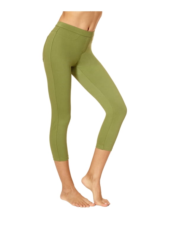 Women's Classic Denim Indigo Capri Legging, Fatigue, X-Large