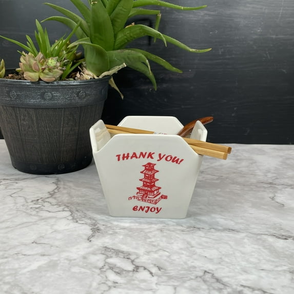 Classic Design Chinese Restaurant To Go Take Out Box Style Ceramic Bowl 16 fl oz