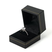 Classic Design Leatherette Black Ring Gift Box For Wedding Proposal Anniversary, Jewelry Storage Display Gift Box