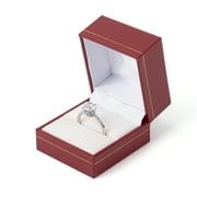 Classic Design Leatherette Red Ring Gift Box For Wedding Proposal Anniversary, Jewelry Storage Display Gift Box