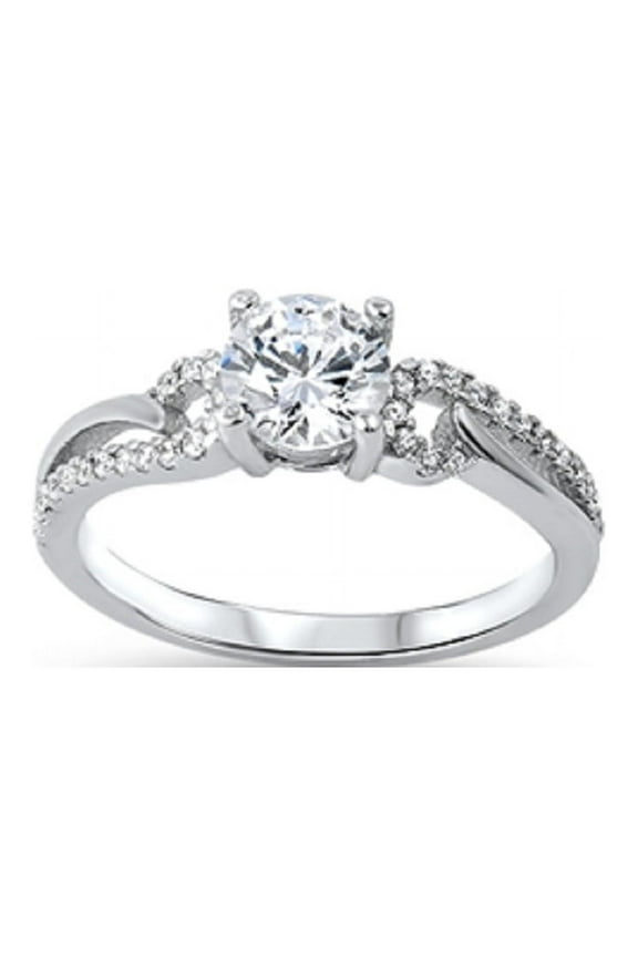 Classic Designer One Center Stone Cubic Zirconia Ring Sterling Silver 925