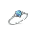 thumbnail image 1 of Classic Designer Pear Blue Simulated Opal Cubic Zirconia Ring Sterling Silver 925, 1 of 2