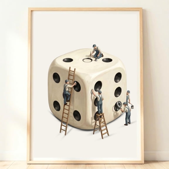 Classic Dice Art Print, Board Game Decor, Tabletop Gaming Poster, Playroom Statement Artwork, Poster Only