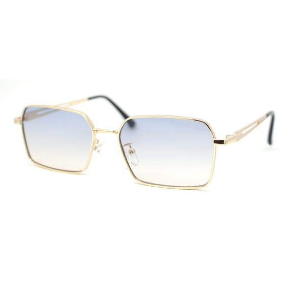 Classic Dimensional Metal Rim Rectangle Dad Fashion Sunglasses Gold - Navy