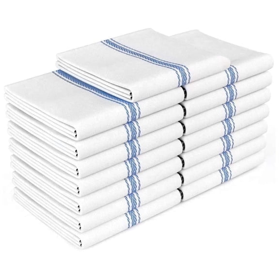 Classic Dish Towels - 15 Pack - 14" by 25" - 100% Cotton Kitchen Towels - Reusable Bulk Cleaning Cloths - Hand Towels - Super Absorbent - Machine Washable