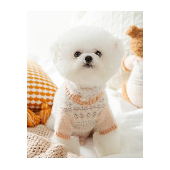 Classic Dog Sweater, Dog Sweatshirt, Dog Winter Clothes for Small Dogs Boy Girl, Pet Pullover Jumper, Cat Apparel,Khaki-S