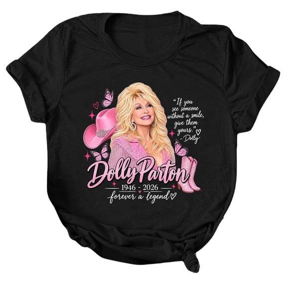 Classic Dolly T-Shirt Parton Memorial Tee Shirt Graphic Tees Casual Country Music Tshirt Top For Music Lovers Trendy Womens Tops