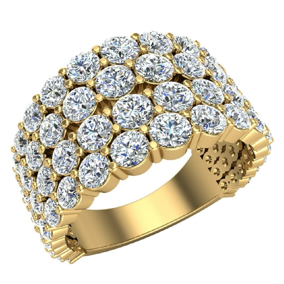 Classic Dome Cocktail Style Diamond Lines Wedding Band Anniversary Ring 3.43 CTW 14K Gold