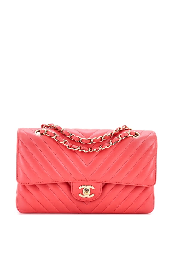 Classic Double Flap Bag Chevron Lambskin Medium By Rebag