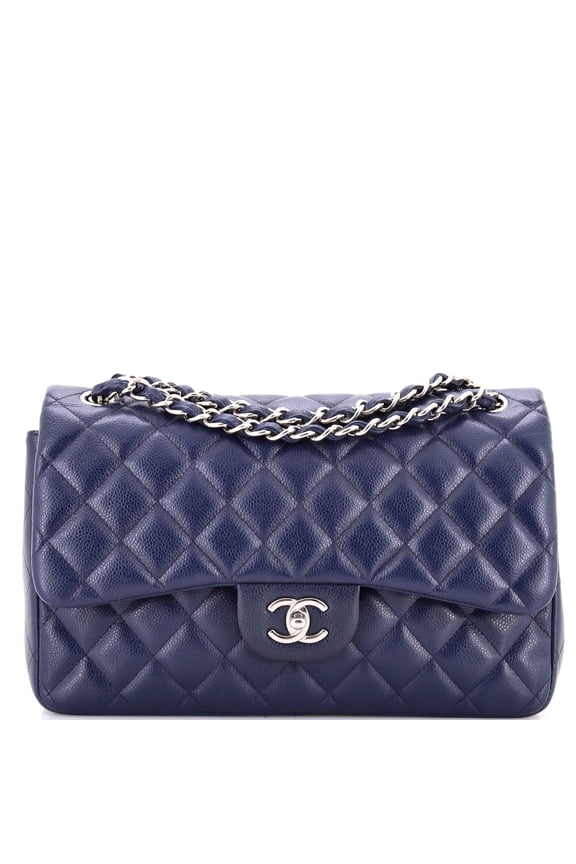 Classic Double Flap Bag Quilted Caviar Jumbo By Rebag