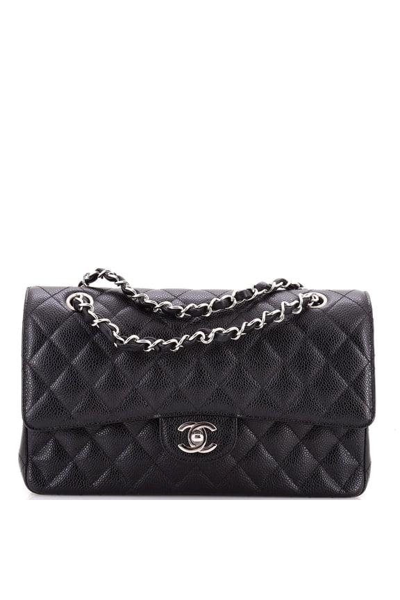 Classic Double Flap Bag Quilted Caviar Medium By Rebag