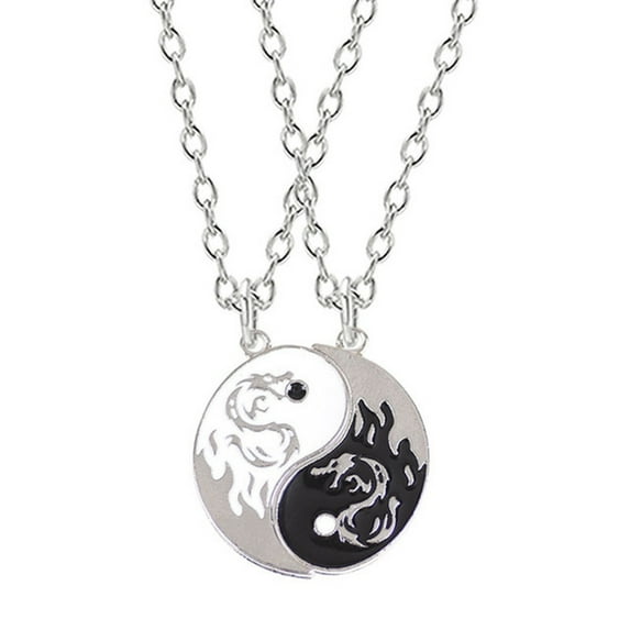 Classic Dragon Tai Chi Couple Necklaces for Women Men Lovers Best Friends Trendy Yin Yang Pendant Necklace Jewelry Gift