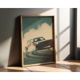 Classic Drift Racing Car Retro Motorsport Poster , Poster Print Only ...