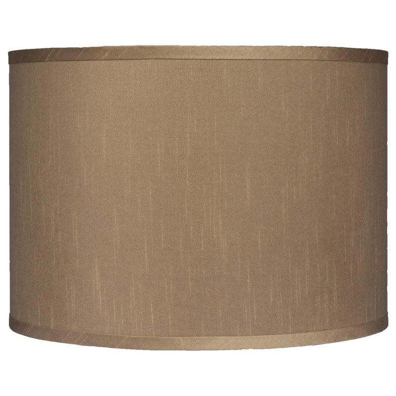Taupe Faux Silk Drum Lamp Shade with Brushed Nickel Fitter