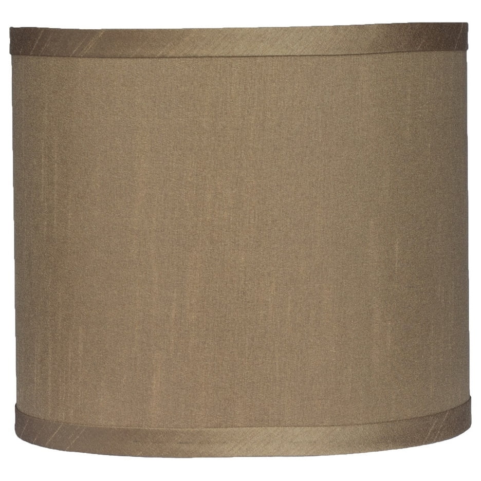 Taupe Faux Silk Drum Lamp Shade with Brushed Nickel Fitter