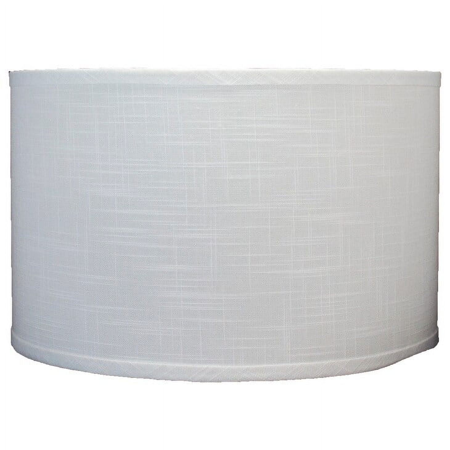 Off-White Linen Drum Lamp Shade with Brushed Nickel Fitter, 8"