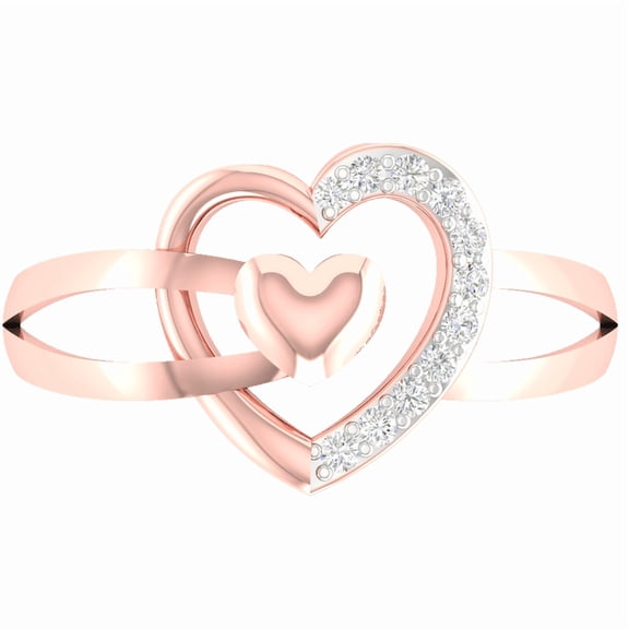 Auory Elegant Double Heart Silver Ring for Women with Sparkling Moissanite Accents