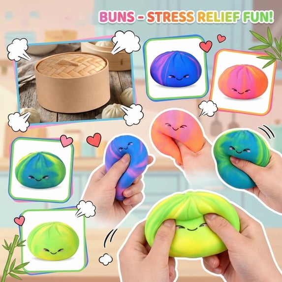 Classic Dumpling Squishy Soft Squeeze Ball Decompression Dough Slow Rising Squishy Bun Toy for Stress Relief and Hand Exercise