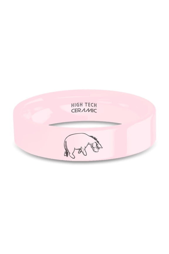 Classic EH Shepard Eeyore Laser Engraved Pink Ceramic Ring, 6mm, Size 12