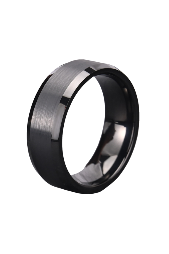 Classic Electric Black Tungsten Steel Ring Couple Pair Ring Face Sand Chamfer Ring