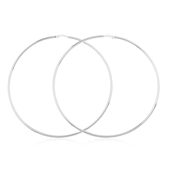 Classic Elegance Hoop Earrings Large in Sterling Silver 925, Females All Ages, Simple and Thin