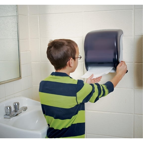 Classic Element Paper Towel Dispenser Wall-Mounted Commercial Roll Dispenser, Fits All Core Sizes with Lever for Bathroom, Kitchens, and Restaurants, Plastic, Universal Paper, Black Pearl
