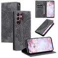 thumbnail image 1 of Classic Embossed Totem Wallet Case for Samsung Galaxy S25 Ultra - Durable Shockproof PU Leather, Built-in Kickstand, Card Holder, Magnetic Clasp Flip Folio Purse Cover for Galaxy S25 Ultra - Grey, 1 of 7