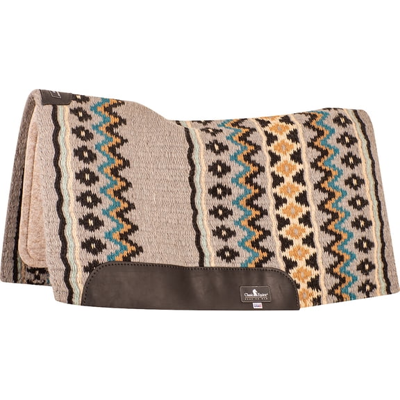 Classic Equine ESP Contour Blanket Top Western Saddle Pad - 3/4-inch New Zealand Wool & HYPUR-cel Foam Grey-Ocean Blue / 34 x 38