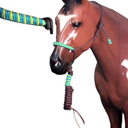Classic Equine Horse Two Tone Nylon Halter Turquoise Yellow